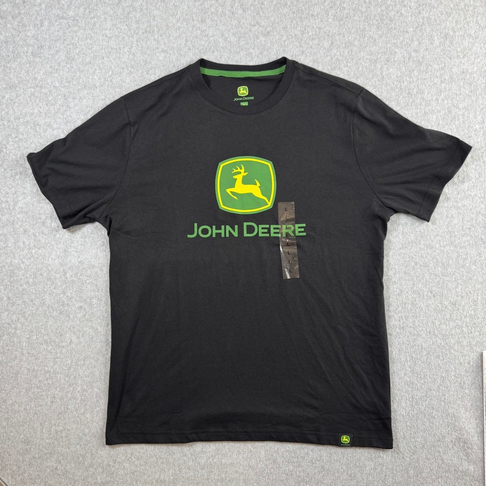 John Deere Mens Graphic T-Shirt Black Short Sleeve Logo Tee Size Large NEW